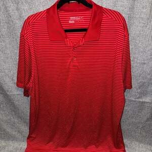 Nike Golf Tour Performance Dri-Fit Red and White Striped Polo Shirt XXL